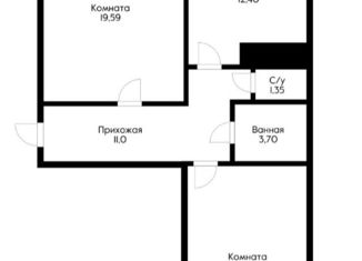 Продается двухкомнатная квартира, 72 м2, посёлок городского типа Яблоновский, Солнечная улица, 57к5, ЖК Солнечный