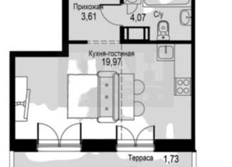 Продам квартиру студию, 30 м2, Кудрово, Солнечная улица, 2