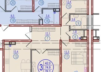 Продажа 3-ком. квартиры, 80 м2, Краснодар, улица Героев-Разведчиков, 6к1, ЖК Перспектива