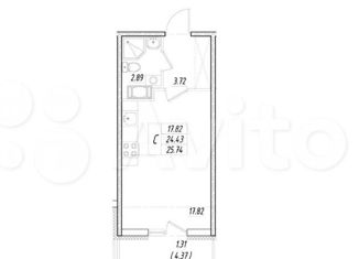 Квартира на продажу студия, 24.21 м2, Санкт-Петербург, проспект Авиаконструкторов, 61, ЖК Полис Приморский