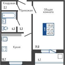 Продается однокомнатная квартира, 43.6 м2, Орёл, Прожекторная улица, 2, Заводской район