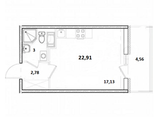 Продам квартиру студию, 22.91 м2, Санкт-Петербург, Глухарская улица, 16к2, Глухарская улица