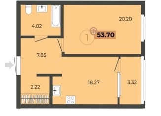 Продам 1-ком. квартиру, 53.7 м2, Екатеринбург, Ирбитская улица, 13, метро Уралмаш