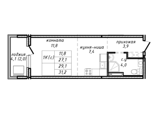 Продаю квартиру студию, 27.2 м2, Новосибирск, улица Связистов, 162