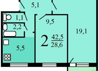 Продам двухкомнатную квартиру, 42.5 м2, Москва, улица Чистова, 4, улица Чистова