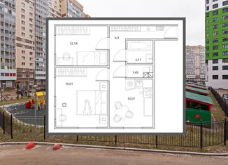 2-комнатная квартира на продажу, 50 м2, посёлок Парголово, улица Архитектора Белова, 6к3, ЖК Парнас