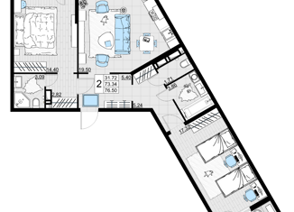 Продаю 2-комнатную квартиру, 76.5 м2, Краснодар, Воронежская улица, 47/10, Центральный внутригородской округ
