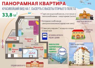 Продается однокомнатная квартира, 33.8 м2, Сысерть, улица Чапаева, 14А