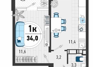 Продам 1-комнатную квартиру, 34 м2, Краснодарский край, Конечная улица, 4