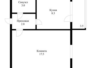 1-комнатная квартира на продажу, 31.7 м2, Краснодар, улица Фадеева, 218, улица Фадеева