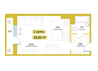 Продается однокомнатная квартира, 33.3 м2, Красноярский край, Вербная улица, 5