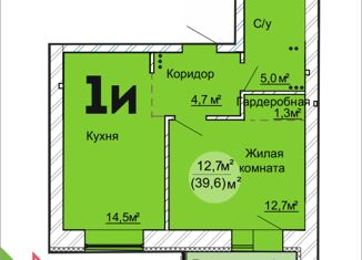 Однокомнатная квартира на продажу, 39.6 м2, Тольятти, ЖК Гринвуд