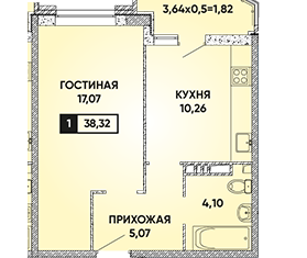 Продам 1-комнатную квартиру, 38.32 м2, Краснодар, улица Григория Булгакова, 8к1, микрорайон Достояние
