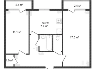 Продам 2-ком. квартиру, 49.5 м2, Санкт-Петербург, улица Политрука Пасечника, 1к2, метро Автово