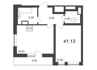 Продается однокомнатная квартира, 41.13 м2, Санкт-Петербург