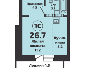 Продается квартира студия, 26.7 м2, Новосибирск, Красный проспект, 331/2, ЖК Инфинити