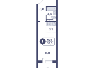 Продам квартиру студию, 30.6 м2, Киров, Московская улица