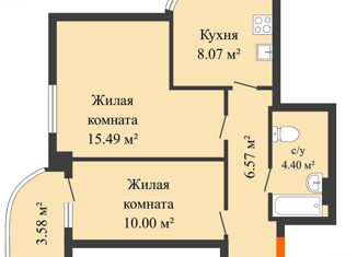 2-ком. квартира на продажу, 48.31 м2, Ростовская область, Атмосферный переулок, 14