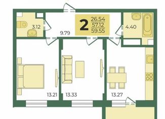 Продаю 2-ком. квартиру, 56.8 м2, посёлок Заклязьменский, Фоминская улица, 7к1