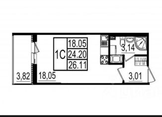 Продается квартира студия, 24.2 м2, Санкт-Петербург, проспект Будённого, 21к4, ЖК Солнечный Город