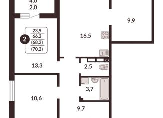 2-ком. квартира на продажу, 48.7 м2, Киров, улица Блюхера, Первомайский район