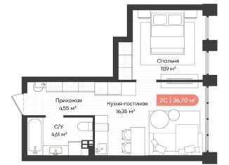 Продается однокомнатная квартира, 36.94 м2, Новосибирск, Ленинградская улица, 340
