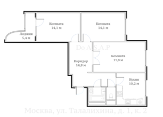 3-ком. квартира на продажу, 77.7 м2, Москва, улица Талалихина, 1к2, улица Талалихина