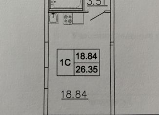 Квартира на продажу студия, 26.4 м2, Мурино, Петровский бульвар, 2к2, ЖК Три кита