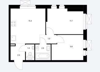 Продам 2-ком. квартиру, 46 м2, Москва, ЖК Перовское 2, жилой комплекс Перовское 2, 1.2