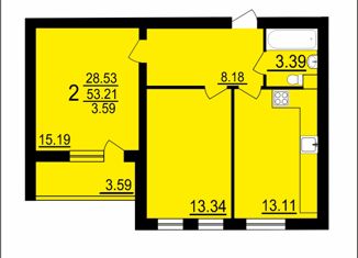 Продается двухкомнатная квартира, 52.21 м2, Заречный, Восточная улица, 25