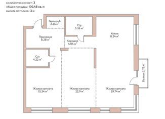 Продается 3-комнатная квартира, 100 м2, Новосибирск, Дачное шоссе, 20А, ЖК Флора и Фауна