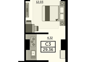 Квартира на продажу студия, 30 м2, Ростов-на-Дону, улица Ларина, 45б, ЖК Сердце Ростова 2