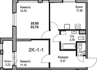 2-комнатная квартира на продажу, 55 м2, Санкт-Петербург, Курляндская улица, 6-8, Курляндская улица