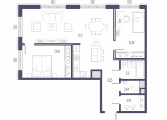 Двухкомнатная квартира на продажу, 78.49 м2, Санкт-Петербург, Малоохтинский проспект, 68, Малоохтинский проспект