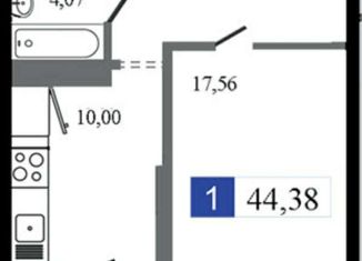 1-ком. квартира на продажу, 43 м2, Краснодар, улица имени В.Н. Мачуги, 166Ак2