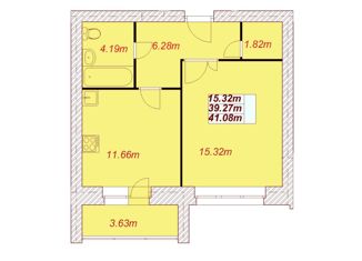 Продам 1-комнатную квартиру, 41.08 м2, деревня Ермолово, Отрадная улица, 4