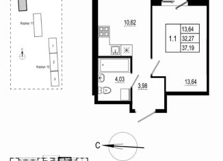 Продаю 1-комнатную квартиру, 31.6 м2, Ленинградская область, Тихая улица, 7к5
