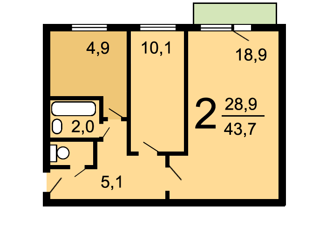 Двухкомнатная квартира на продажу, 44 м2, Москва, проезд Черепановых, 20, проезд Черепановых