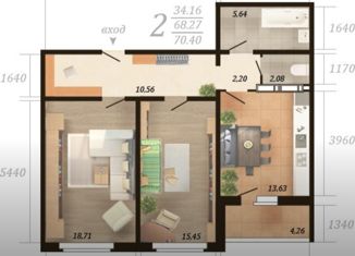 Продается 2-комнатная квартира, 66 м2, Липецк, улица Хренникова, 5, Октябрьский район