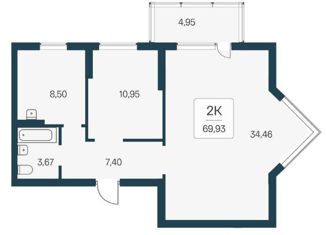 Продажа 2-ком. квартиры, 70 м2, Новосибирск, метро Речной вокзал