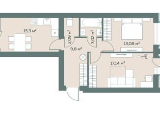 Продаю двухкомнатную квартиру, 64.63 м2, Лиски, улица Коминтерна, 32А/1