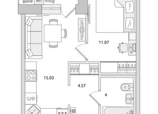 Продам однокомнатную квартиру, 38.6 м2, Мурино, ЖК Северный, улица Шоссе в Лаврики, 68к2