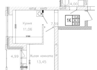 Продажа 1-комнатной квартиры, 36.1 м2, Новосибирск, 1-я Шоссейная улица, 64, ЖК На Шоссейной