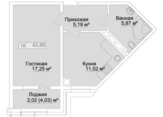 Продажа 1-комнатной квартиры, 43.86 м2, Дагестан, площадь имени Ленина