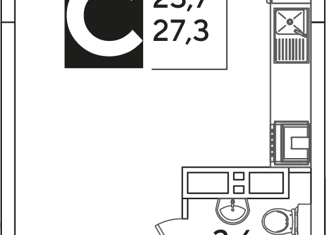Квартира на продажу студия, 27.3 м2, Краснодарский край
