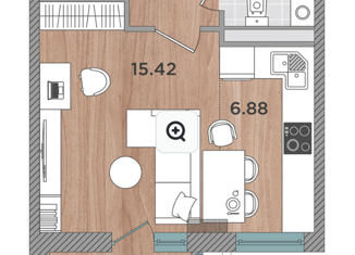 Продаю 1-комнатную квартиру, 33.25 м2, Темрюк, Дальняя улица, 30