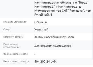 Продажа земельного участка, 6.24 сот., Калининград, Абрикосовая улица