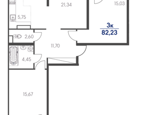 Продам трехкомнатную квартиру, 83.1 м2, Краснодар, улица Автолюбителей, 1Г, ЖК Стрижи