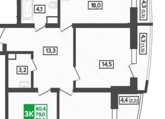 Продажа трехкомнатной квартиры, 85 м2, Краснодар, улица Петра Метальникова, 38, ЖК Лучший