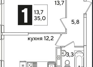 Продаю однокомнатную квартиру, 35 м2, Краснодар, улица Ивана Беличенко, 95к1, ЖК Самолёт-4